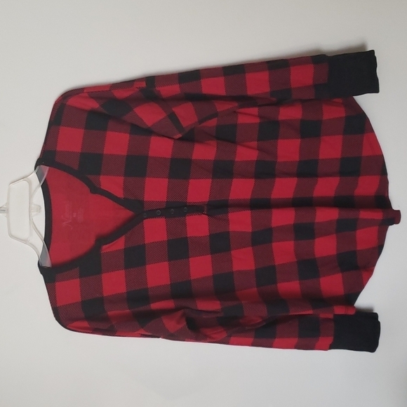 Natural reflection buffalo check Henley long sleeve shirt, women's size medium - Picture 1 of 6